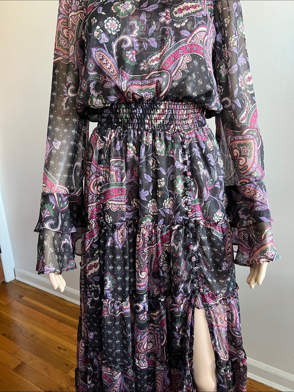 MISA LOS ANGELES BETHANY Maxi Dress Color: Gypset Long Sleeve Size XS - Picture 11 of 17